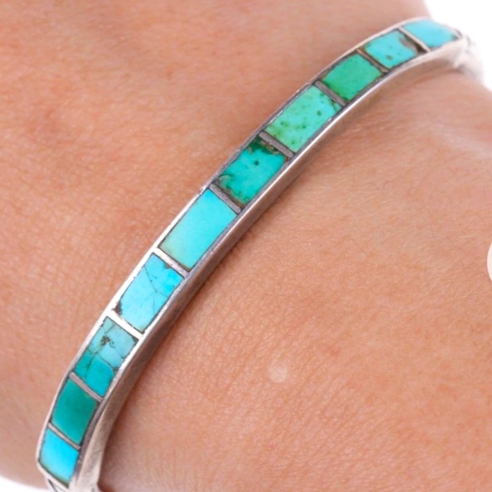 Silpada RARE Vintage Sterling
Silver Turquoise High Seas Inlay
Bangle Bracelet - Picture 4 of 10